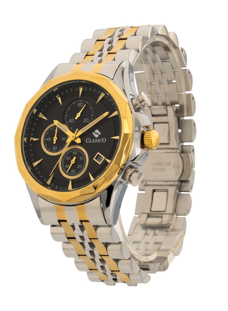Clasico Luxe Men’s Chronograph Wrist Watch | Two-Tone Gold & Silver Stainless Steel Bracelet | Luxury Analog Watch for Men - Image 2